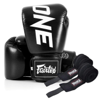 Fairtex Boxing Gloves BGV1-ONE (Genuine Leather) Black 10oz (Bandages Included) (BGV1-ONE_10oz_Black)