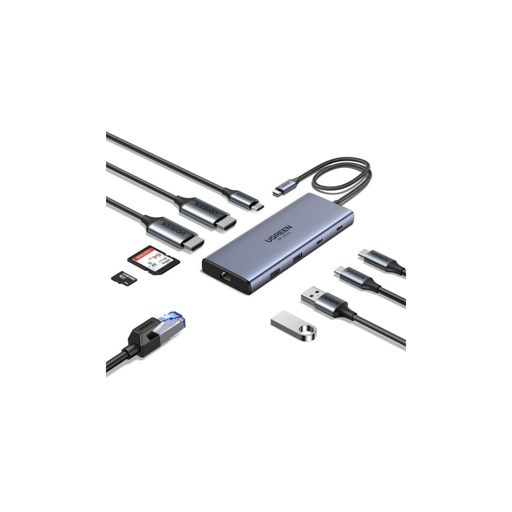 Порт-реплікатор UGREEN Dock CM639 USB3.2 Type-C --> HDMIx2, 60Hz/2xUSB-A/2xUSB-C 3.2/ RJ45/SD/TF/PD 100W (45380) Порт-реплікатор UGREEN Dock CM639 USB3.2 Type-C --> HDMIx2, 60Hz/2xUSB-A/2xUSB-C 3.2/ RJ45/SD/TF/PD 100W (45380)