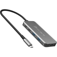 Hub J5create USB-C 5-in-1 2xUSB 3.2 10Gbps + 2xUSB-C 10Gbps PD 100W + HDMI 8K gray (JCH453-N)
