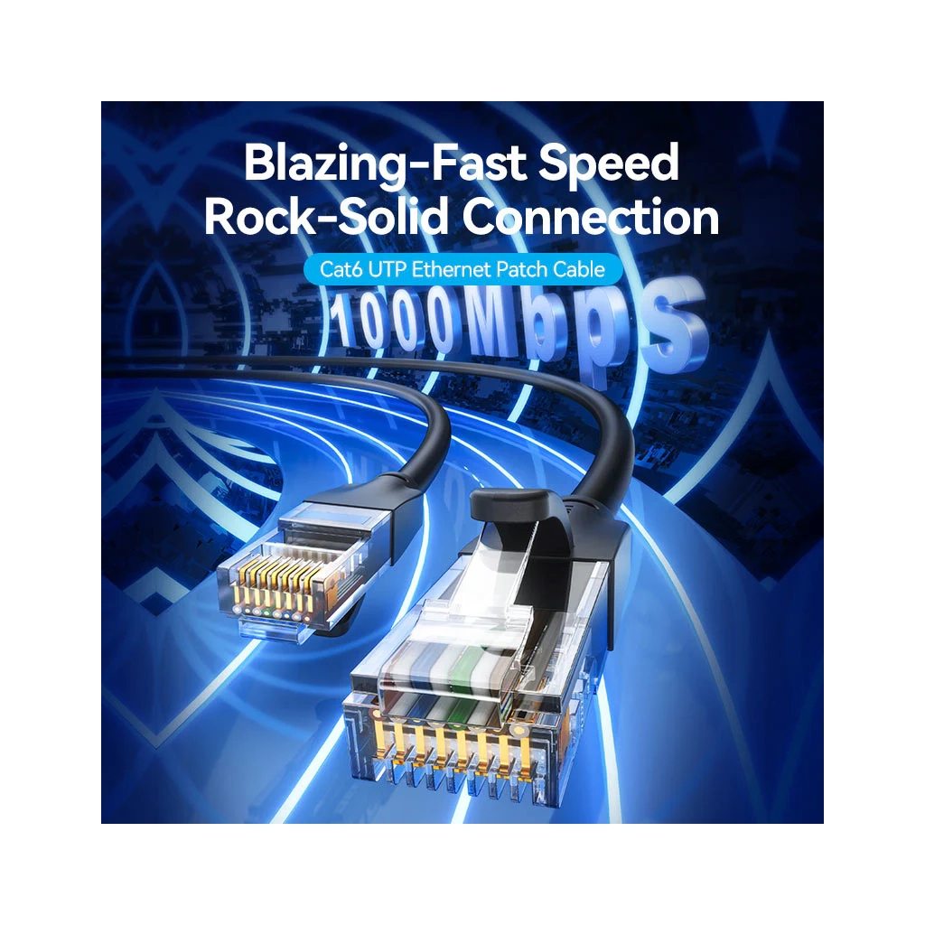 Патч-корд 1м, UTP cat 6 RJ-45 black Vention (IBABF) Патч-корд 1м, UTP cat 6 RJ-45 black Vention (IBABF)