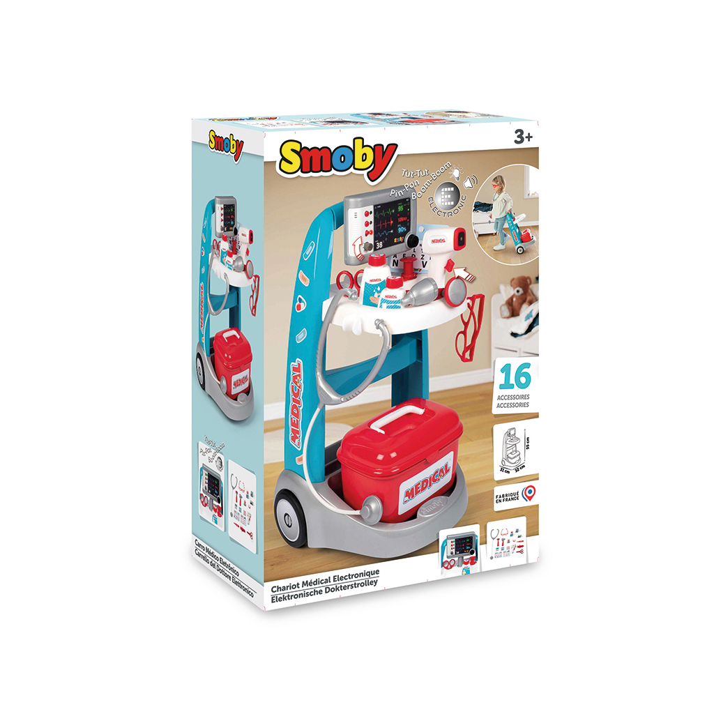 Ігровий набір Smoby Медична мобільна клініка зі звуковими та світловими ефектами, 16 аксесуарів (340207)