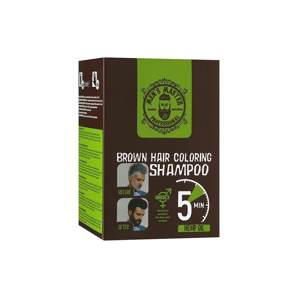 Відтінковий шампунь Men's Master Brown Hair Coloring Shampoo Для камуфлювання сивини 10 х 25 мл (3800010528351)