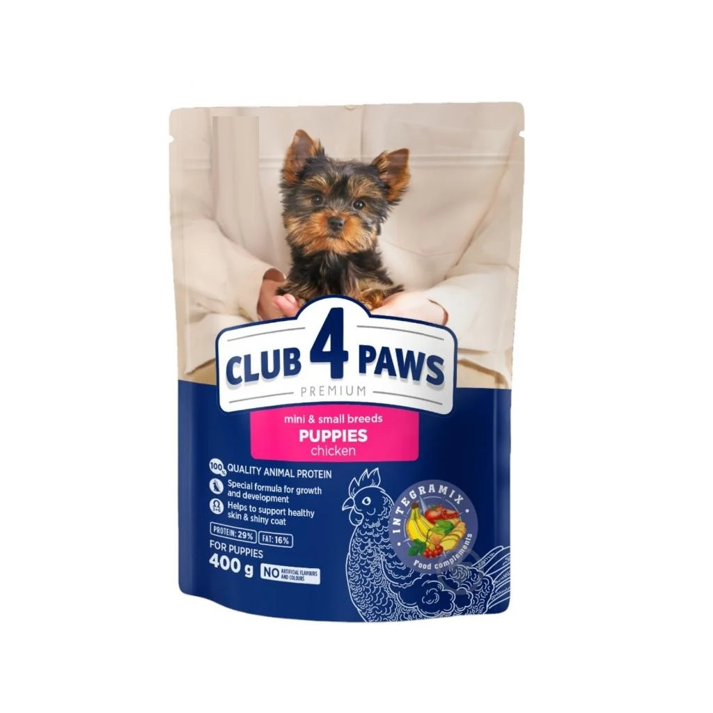 Сухий корм для собак Club 4 Paws Premium для цуценят малих порід з куркою 400 г (4820269145344)