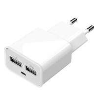 Зарядний пристрій Florence 2*USB, 2.0A + cable Lightning white (FW-2U020W-L)