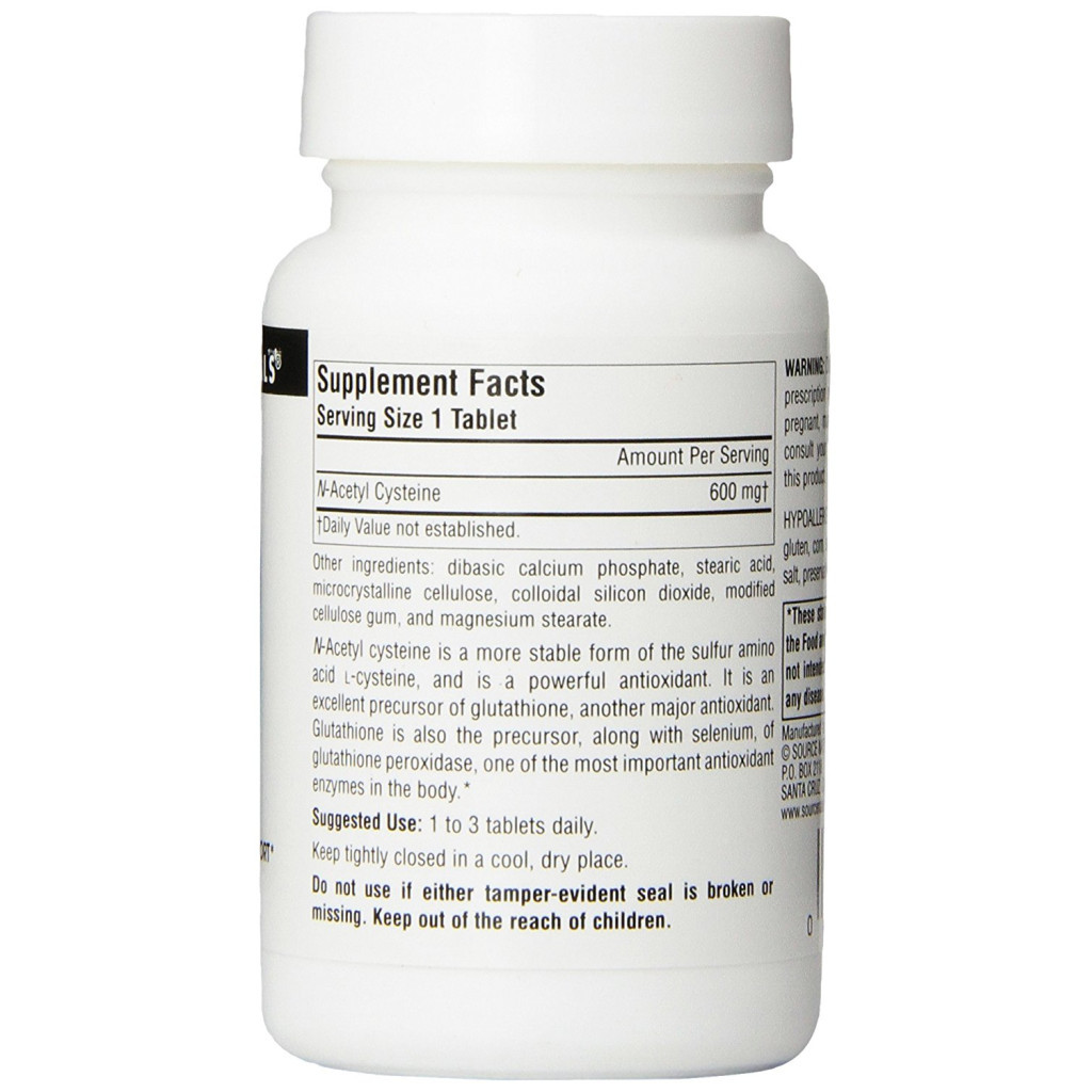 Амінокислота Source Naturals NAC (N-Ацетил-L-Цистеин) 600мг, 60 таблеток (SN0850)