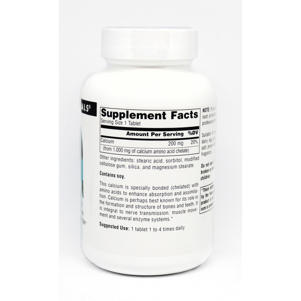 Мінерали Source Naturals Кальцій в амінокислотний хелати, 100 таблеток (SN0301)