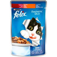 Wet food for cats Purina Felix Fantastic Duo pieces in jelly with beef and poultry 100 g (7613036923187)