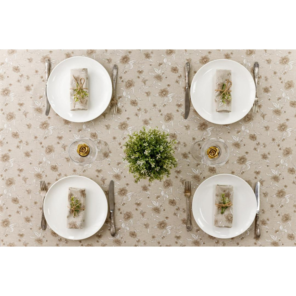 Скатертина Прованс Квіти беж Господиня 180х136 см (4823093450912)