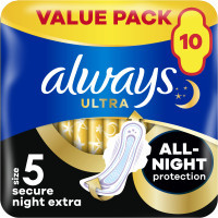 Sanitary pads Always Ultra Secure Night Extra Size 5 10 pcs. (8006540093849)