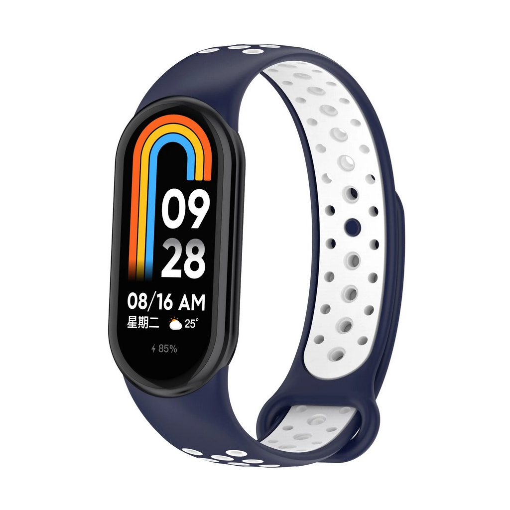 Ремінець до фітнес браслета BeCover Vents Style для Xiaomi Mi Smart Band 10 Blue-White (713632) Ремінець до фітнес браслета BeCover Vents Style для Xiaomi Mi Smart Band 10 Blue-White (713632)