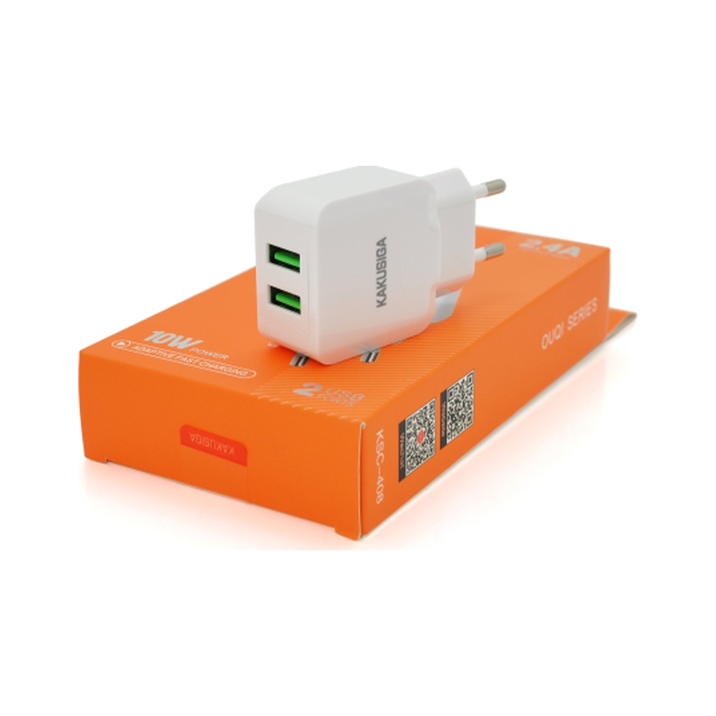 Зарядний пристрій KAKUSIGA 2xUSB 2.4A 12W white (KSC-408-OUQI) Зарядний пристрій KAKUSIGA 2xUSB 2.4A 12W white (KSC-408-OUQI)