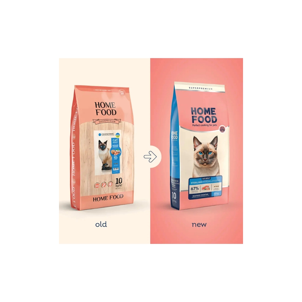 Сухий корм для кішок Home Food Hypoallergenic For sterilised морський коктейль 10 кг (4820235020590)