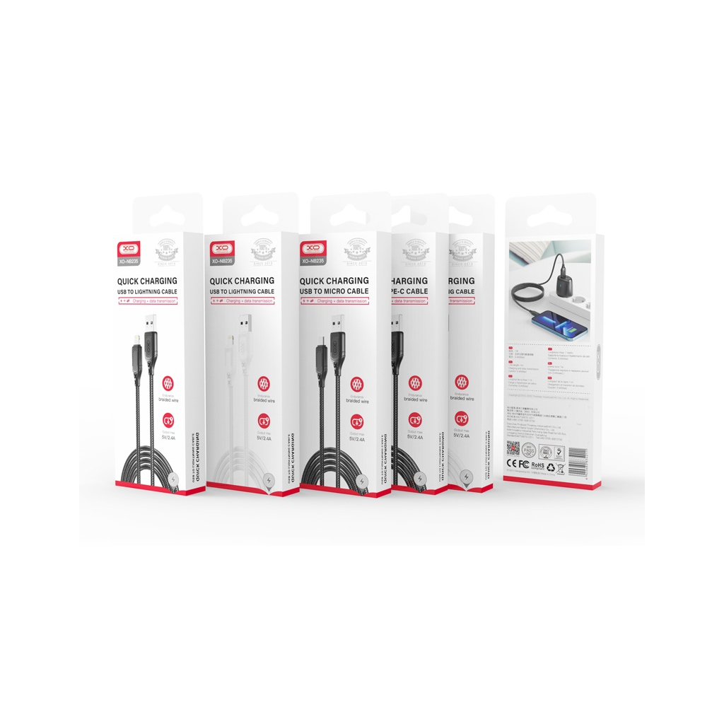 Дата кабель USB 2.0 AM to USB-C 1.0m braided white XO (NB235_C_White) Дата кабель USB 2.0 AM to USB-C 1.0m braided white XO (NB235_C_White)