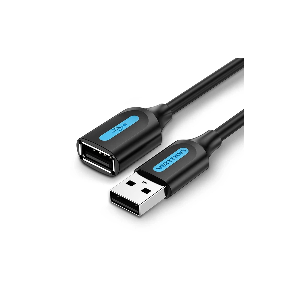 Дата кабель USB 2.0 AM/AF 0.5m black Vention (CBIBD)