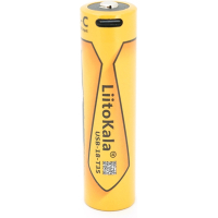 Акумулятор 18650 3500mah (3400-3500mah), 3.7V(2.7-4.2V), Type-C, 72*18.6mm, Yellow Liitokala (USB-18-T35)