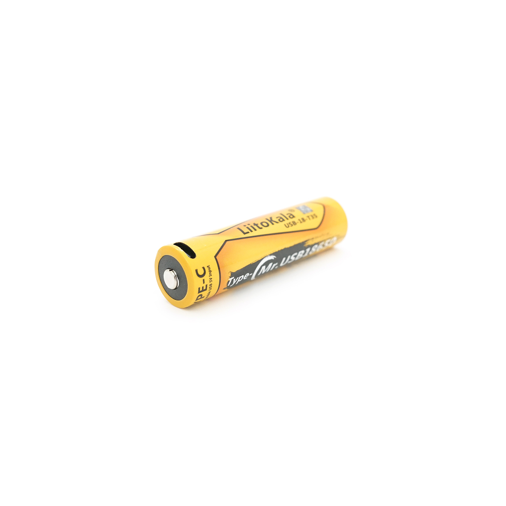 Акумулятор 18650 3500mah (3400-3500mah), 3.7V(2.7-4.2V), Type-C, 72*18.6mm, Yellow Liitokala (USB-18-T35)