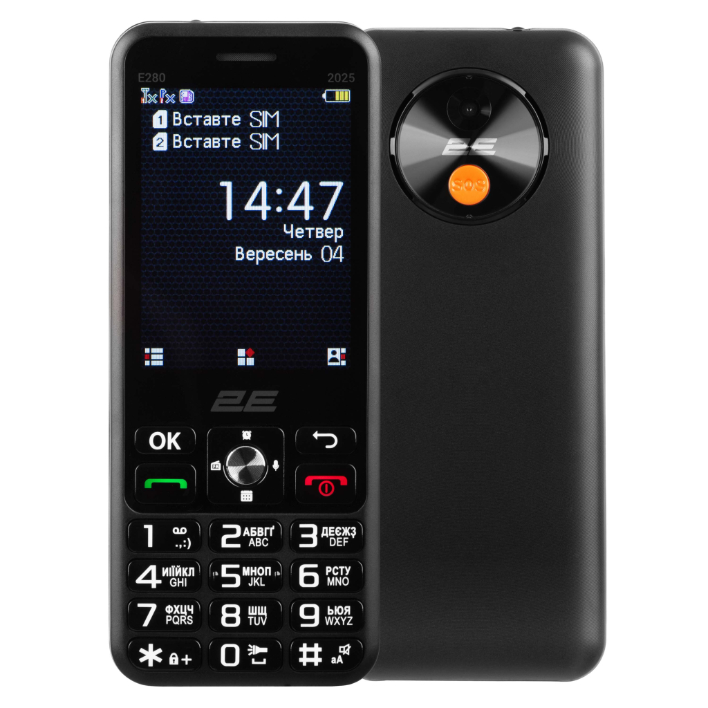 Мобільний телефон 2E E280 2025 Black + Батарея (794300868957)