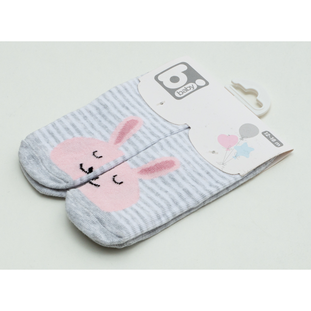 Шкарпетки дитячі Bibaby із зайчиками (68216-12-18-gray)