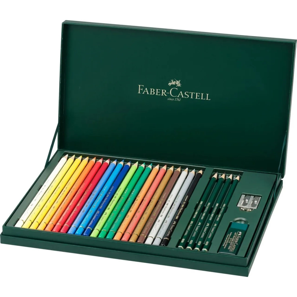 Олівці кольорові Faber-Castell Polychromos 20 кольорів в подарунковій коробці з аксесуарами (210051) (28971)