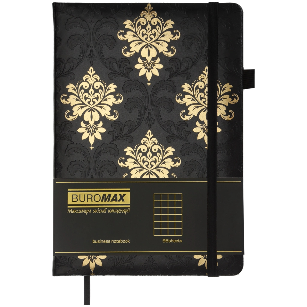 Книга записна Buromax ROYAL, А5, 96 аркушів, клітинка, чорний (BM.295125-01) Книга записна Buromax ROYAL, А5, 96 аркушів, клітинка, чорний (BM.295125-01)