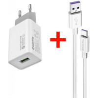 Зарядний пристрій ColorWay 1USB Huawei SC 3.0, 4A (20W) WT + cable USB Type-C 5.0А Fast (CW-CHS014Q-WT-CBU)