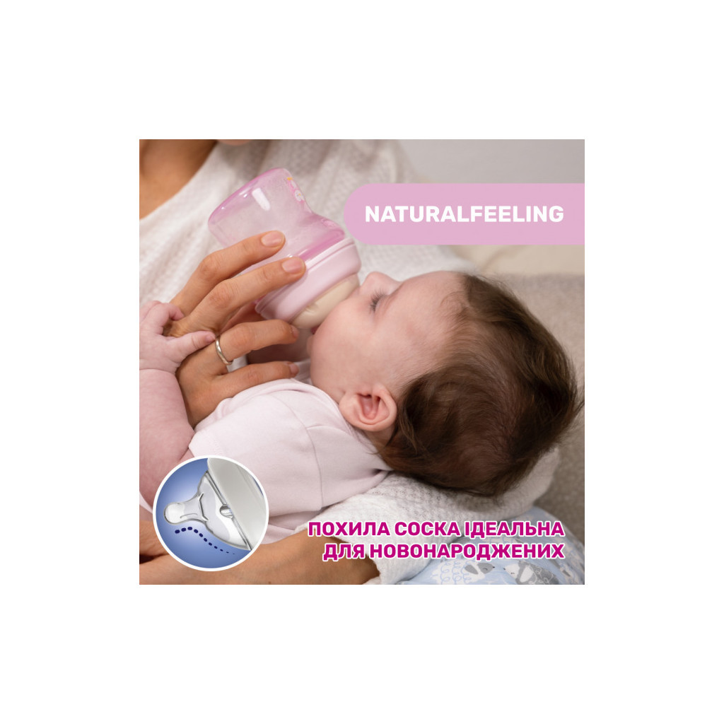 Пляшечка для годування Chicco Natural Feeling Color 250 мл +2 міс Блакитна (81323.20)