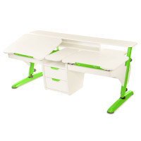 Desk Pondi Ergonomic transformer for 2 children White-green (BL311ZL)