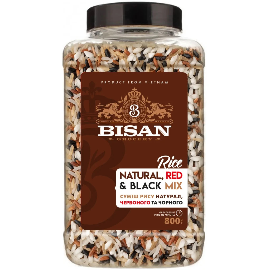 Крупа Bisan Суміш рису натурал, червоного та чорного 800 г (4820186124583)