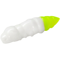 Fishing silicone FishUP Pupa 1.2" 131 - White/Hot Chartreuse, cheese taste (10 pcs/pack) (1864.07.65)