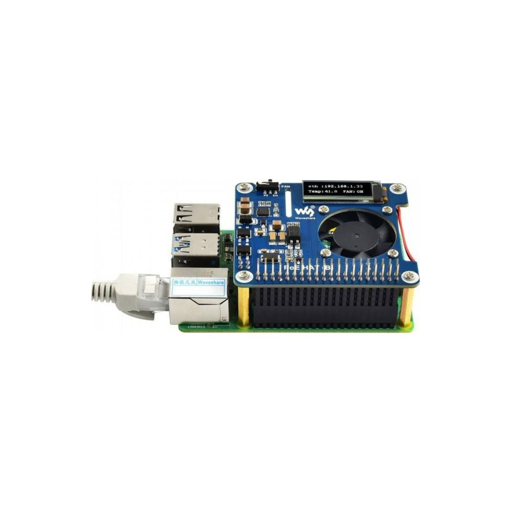 Плата розширення для Мікро ПК Waveshare Плата розширення PoE HAT для Raspberry Pi 4 (WAV-18014)