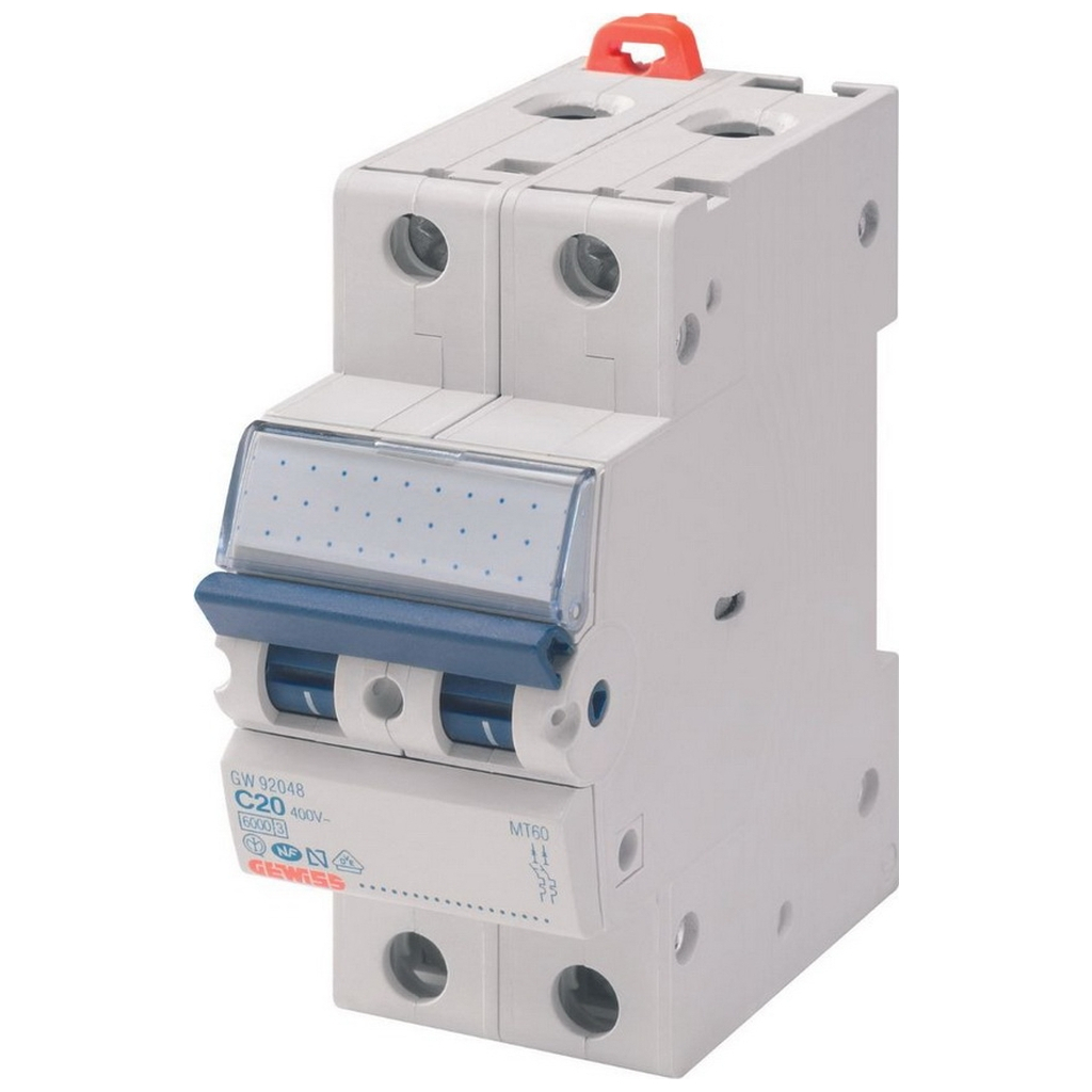 Автоматичний вимикач GEWISS 2-п. 20A 6kA С (GW92048)