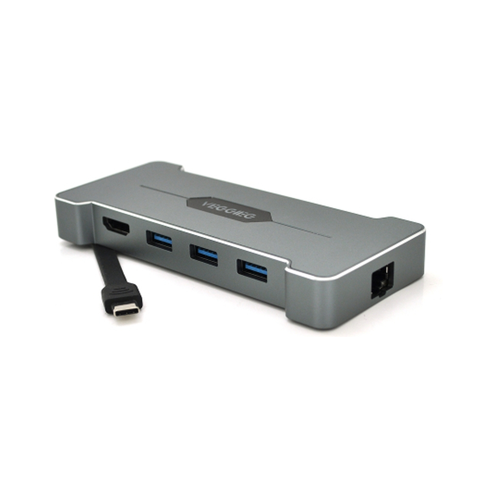 Концентратор VEGGIEG USB-C 5-in-1 USB-C + 3xUSB 3.0 + HDMI + RJ45 silver (TC06) Концентратор VEGGIEG USB-C 5-in-1 USB-C + 3xUSB 3.0 + HDMI + RJ45 silver (TC06)