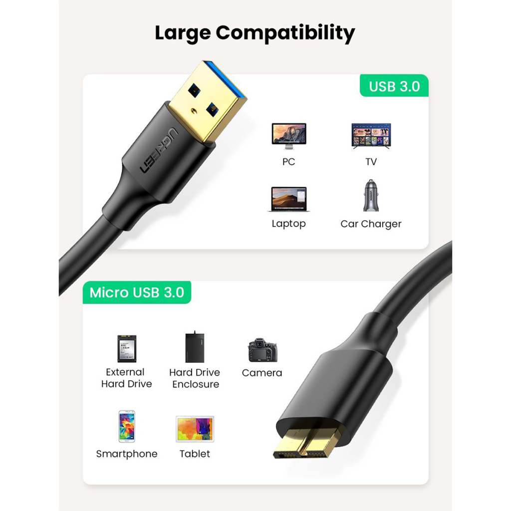Дата кабель USB 3.0 AM to Micro B 1.0m US130 black Ugreen (10841) Дата кабель USB 3.0 AM to Micro B 1.0m US130 black Ugreen (10841)