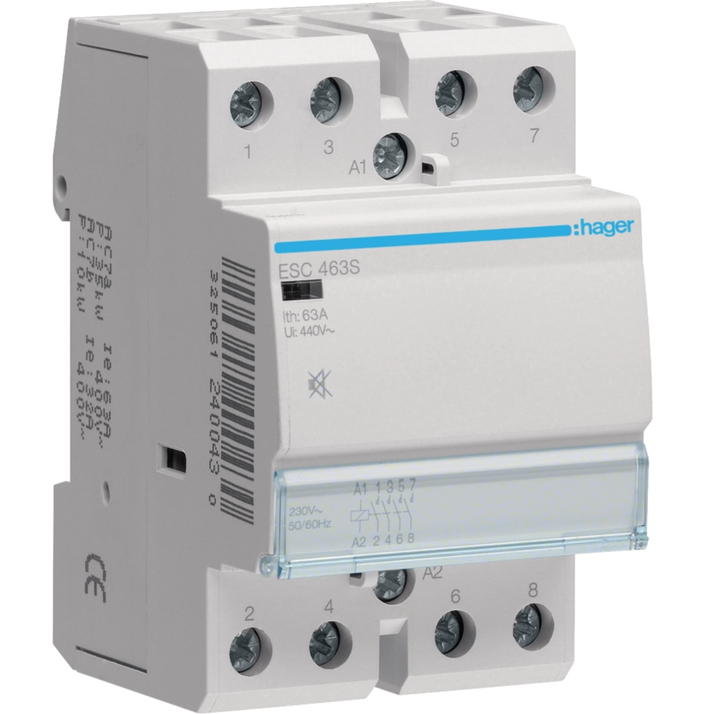 Автоматичний вимикач Hager 63 A 230V 4NO 3P (B) (ESC463S)