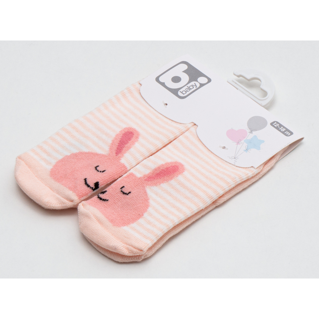 Шкарпетки дитячі Bibaby із зайчиками (68216-12-18-peach)