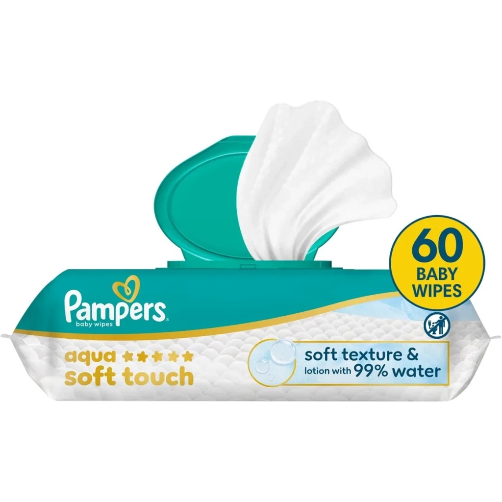 Дитячі вологі серветки Pampers Гармонія аква 60 шт (8006530140171)