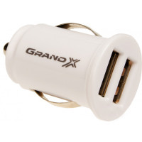 Зарядний пристрій Grand-X car 2.1A, 12-24V,2 USB 5V/2.1A + USB-micro USB 2,1A, 1m, Cu (CH02WC)