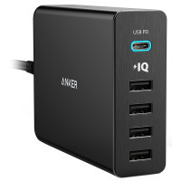 Зарядний пристрій Anker PowerPort+ 5 - 60W 1xPD & 4xPIQ V3 (Black) (A2053L11/A2053G11)