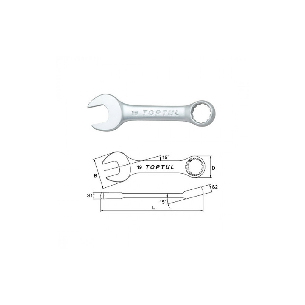 Ключ Toptul комбінований короткий 8мм (AAAF0808)
