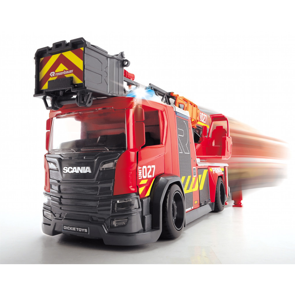 Спецтехніка Dickie Toys Пожежна машина Сканія з телескопічною драбиною, зі звуком і світловими ефектами 35 см (3716017) Спецтехніка Dickie Toys Пожежна машина Сканія з телескопічною драбиною, зі звуком і світловими ефектами 35 см (3716017)