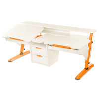 Desk Pondi Ergonomic transformer for 2 children White-orange. (BL311OR)