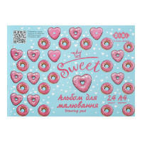 Drawing album ZiBi Kids Line DONUTS A4 24 sheets, 120 g/m2, stapled, pink (ZB.1432-10)