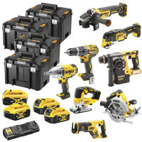 Набір електроіструментів DeWALT 8 од., 18 В XR Li-lon, 4 кейса TSTAK, 4*5Ah АКБ та 1 ЗП (DCK865P4T)