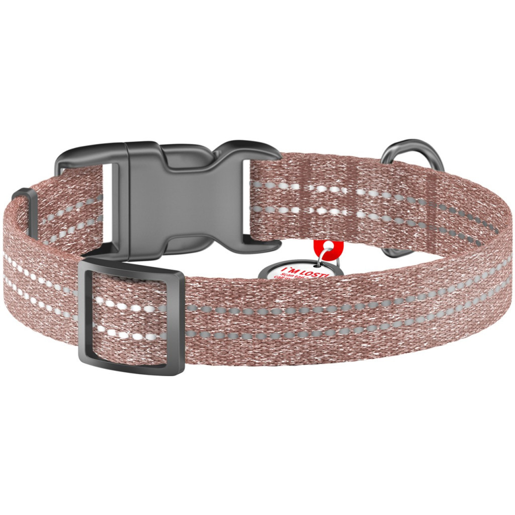 Нашийник для тварин WAUDOG Re-cotton з QR паспортом світловідбивний Ш 20 мм Д 28-40 см коричневий (02886)