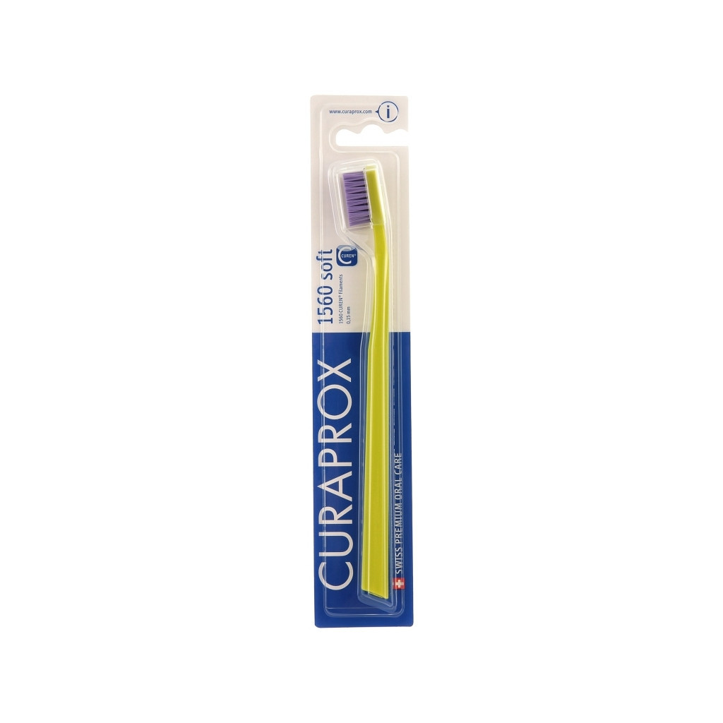 Зубна щітка Curaprox CS 1560 Soft М'яка D 0.15 мм Салатова з фіолетовою щетиною (CS 1560-08)