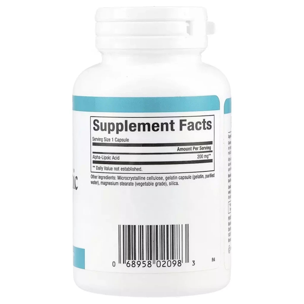 Вітамінно-мінеральний комплекс Natural Factors Альфа-ліпоєва кислота, 200 мг, Alpha-Lipoic Acid, 60 капсул (NFS-02098)