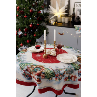 Provence tapestry tablecloth Christmas bonfire Dx180 cm (038396)