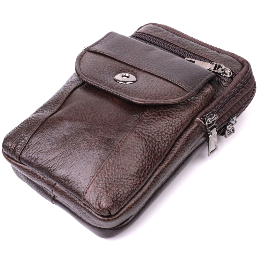 Сумка Vintage Чоловіча на пояс з натуральної шкіри Коричнева (22141)