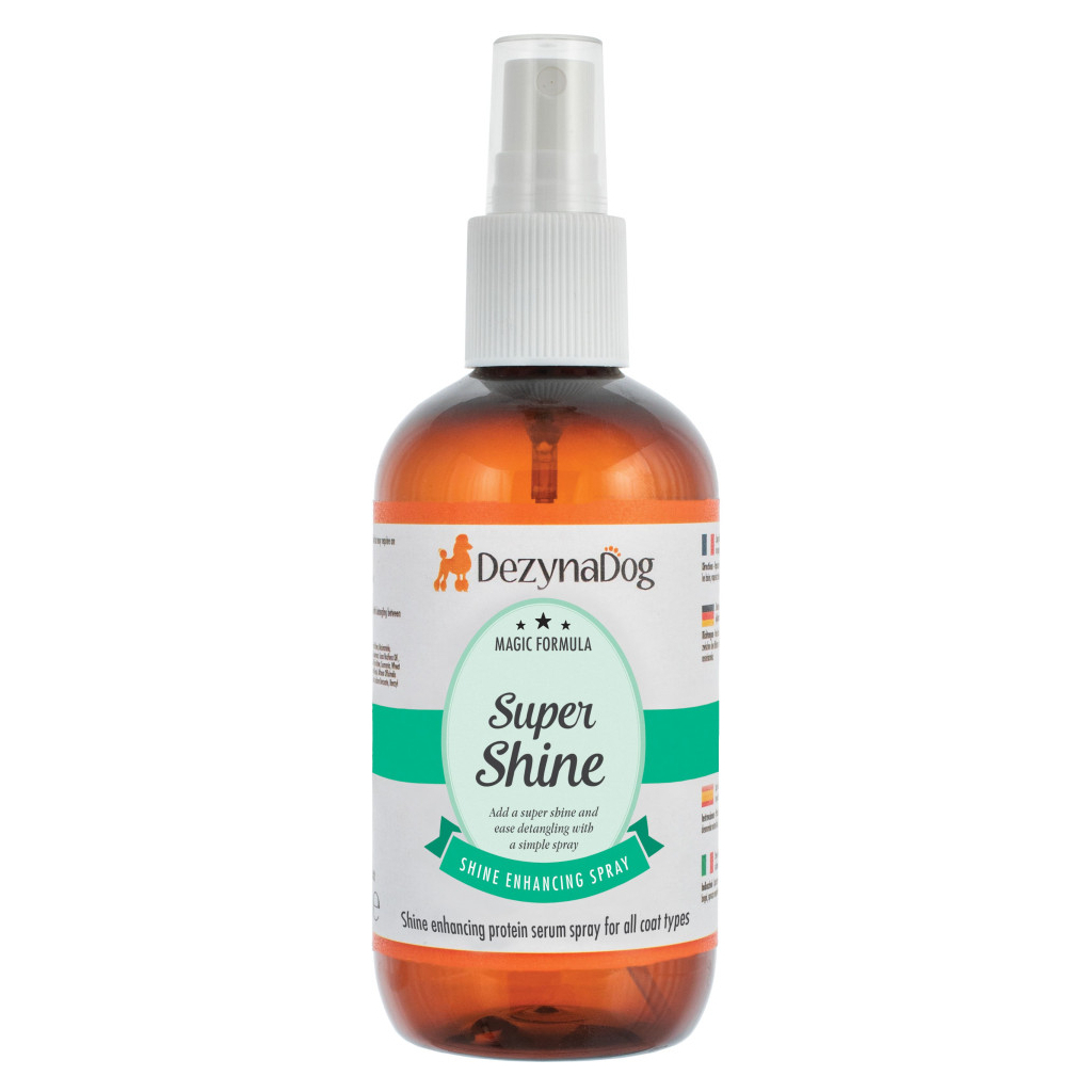 Спрей для тварин Dezynadog Super Shine для блиску і кондиціонування для легкого ковзання щітки та гребінця з протеїном 250 (5052372067773)