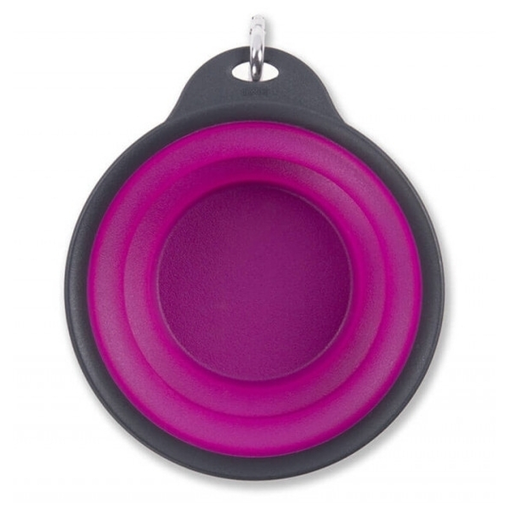 Посуд для собак Dexas Дорожня складна миска Тревел Кап з карабіном велика 480 мл (пурпурна) (0084297309169)